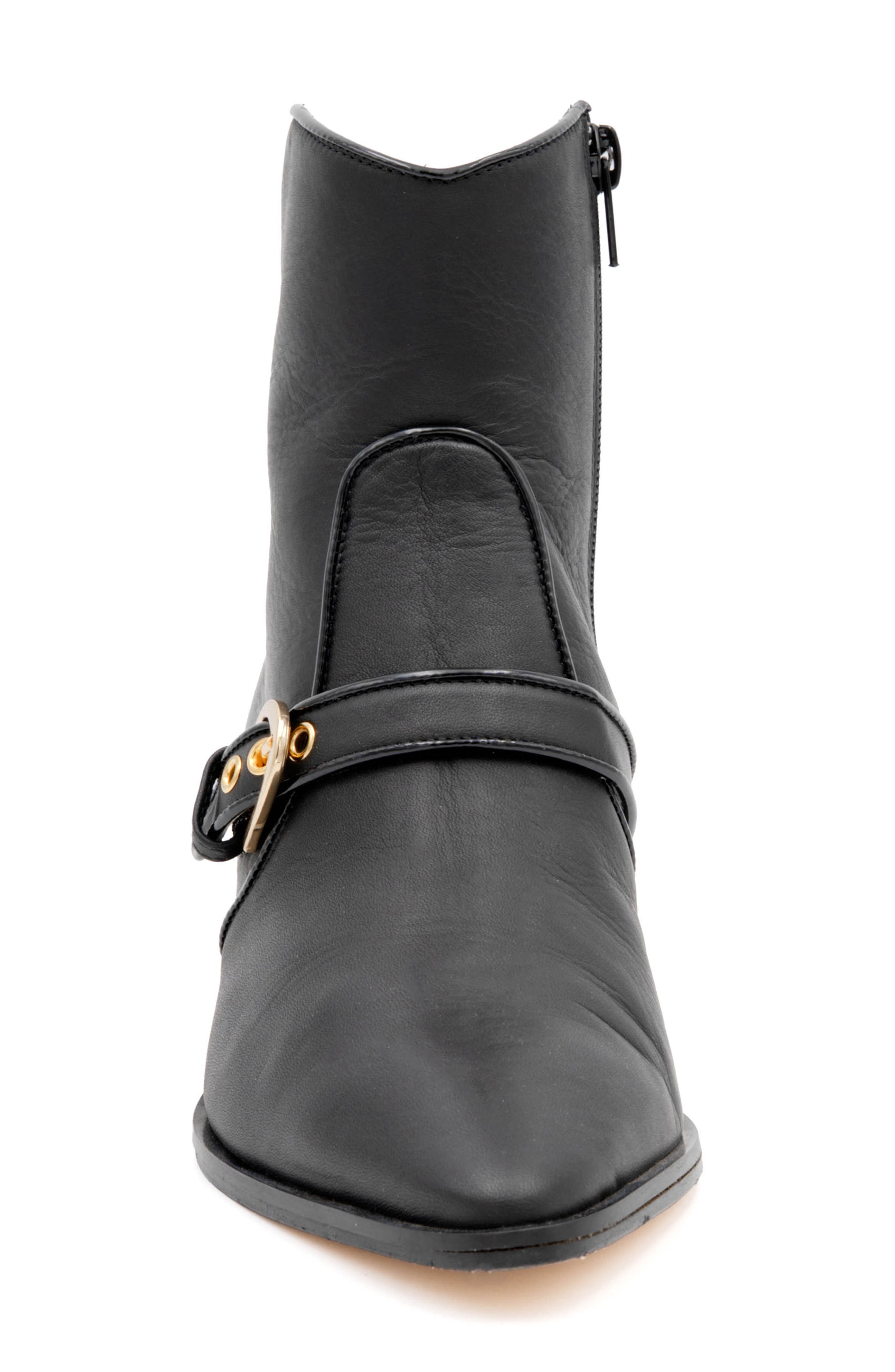 Amalfi by Rangoni Plotina Pointed Toe Bootie, Alternate, color, Nero Vapor Gold Buckle