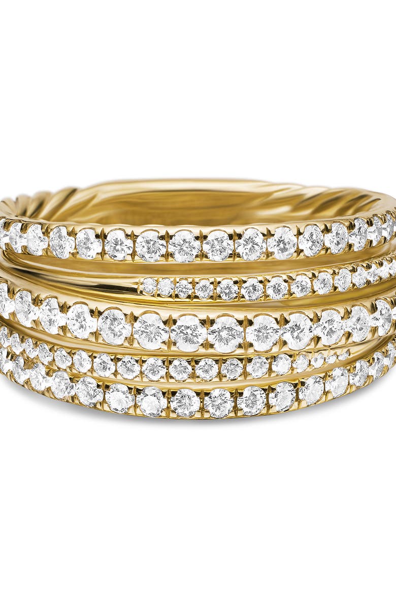 David Yurman 11MM PAVE CROSSOVER RING, Alternate, color, 18K Yellow Gold