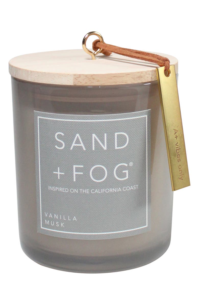 SAND AND FOG Vanilla Musk Scented Glass Jar Candle, Alternate, color, 