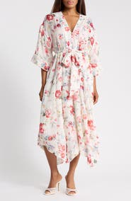 L'AGENCE Miki Floral Print Belted Sundress