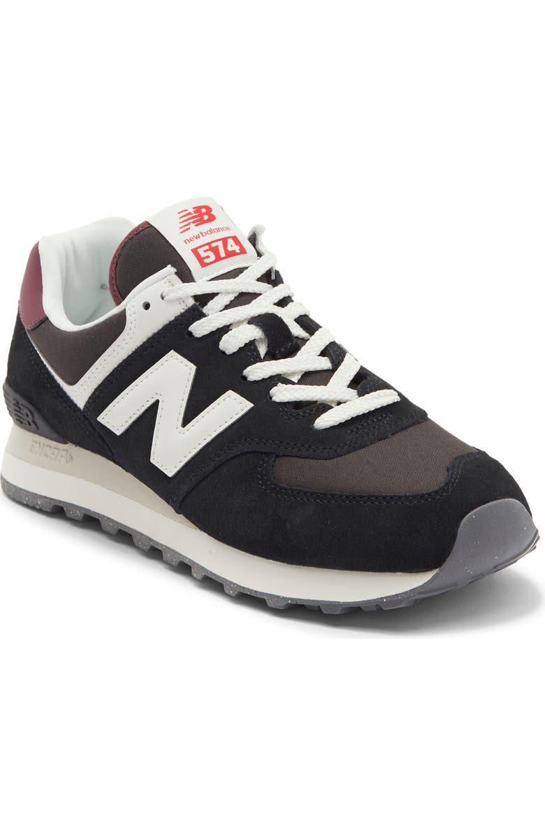 New Balance 574 Sneaker, Main, color, Black/ White