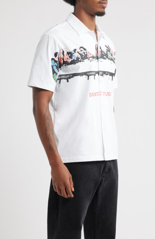 Santo Studio Last Supper Short Sleeve Button-up Shirt In Multi