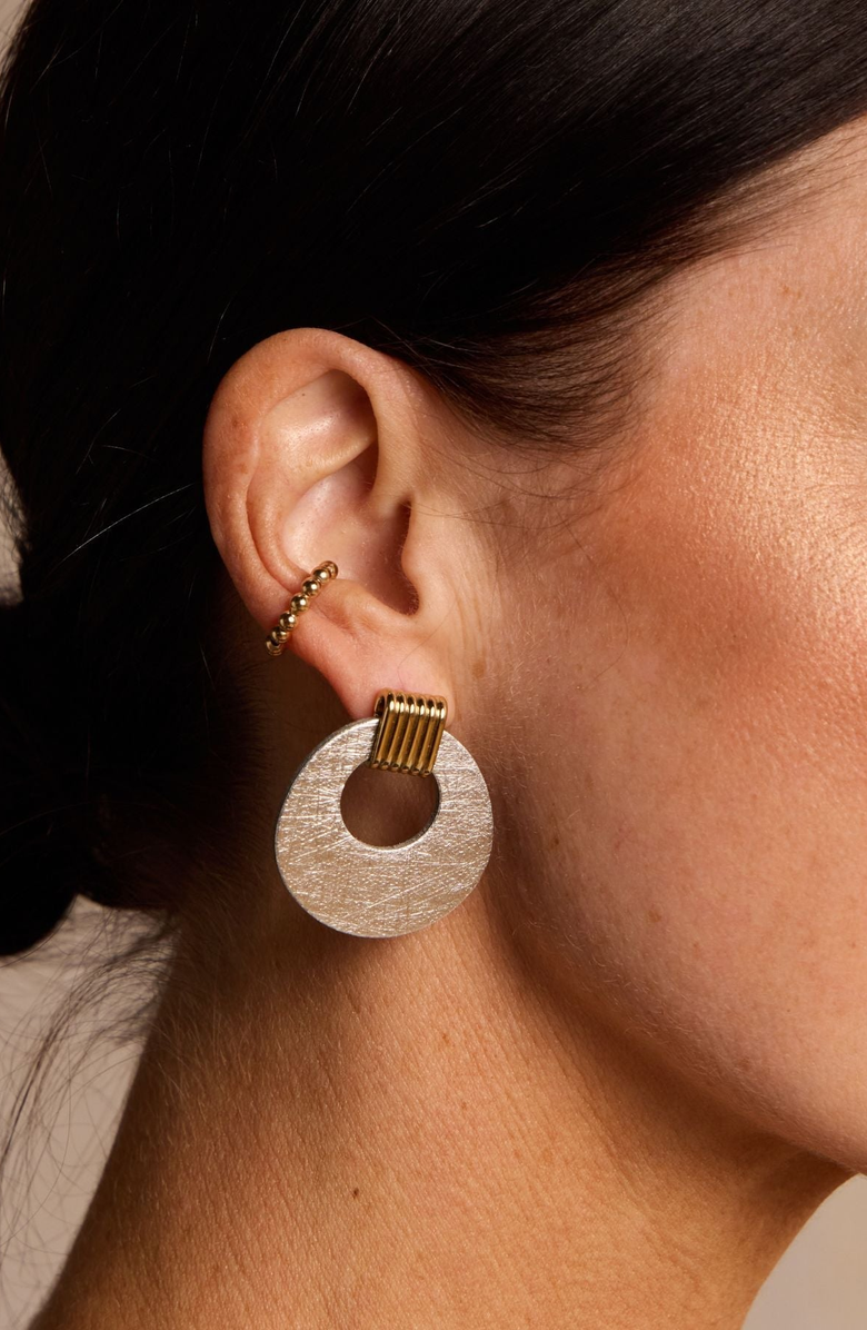 Nickel & Suede Vintage Evan Earrings, Alternate, color, Vintage Silver Mixed Metal