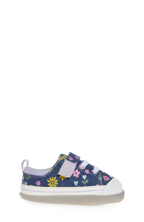 See Kai Run Stevie Floral Print Sneaker In Blue Denim/floral