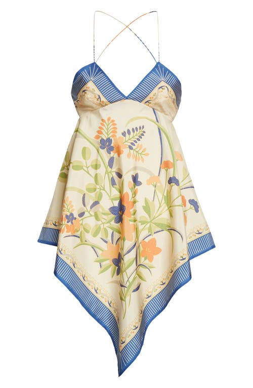 REBECCA TAYLOR REBECCA TAYLOR PHOENIX FLORAL COTTON & SILK BACKLESS TOP