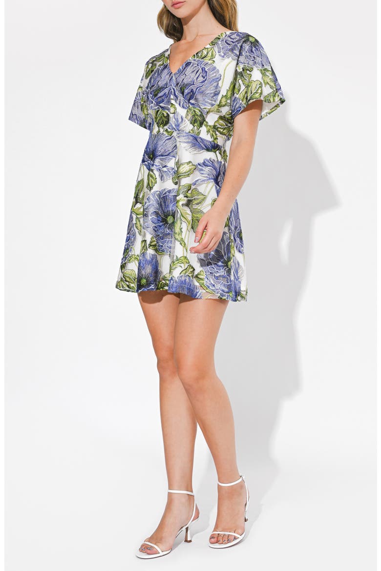 Cynthia Floral Embroidery Minidress, Alternate, color, BLUE MULTI