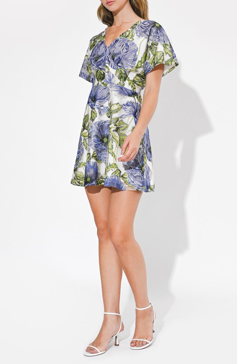 Adelyn Rae Cynthia Floral Embroidery Minidress, Alternate, color, Blue Multi