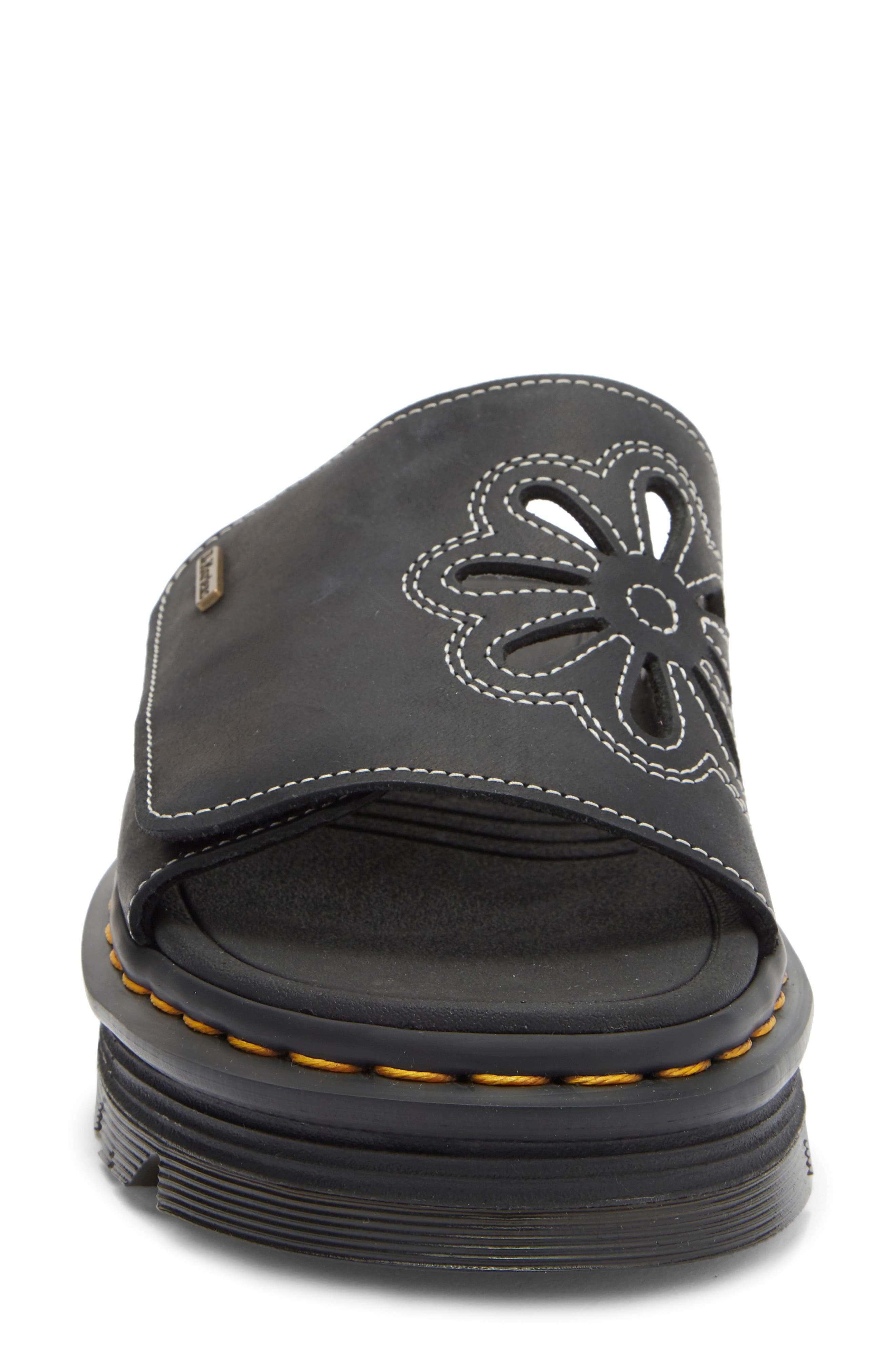 Dr. Martens ZebZag Flower Slide Sandal, Alternate, color, Black