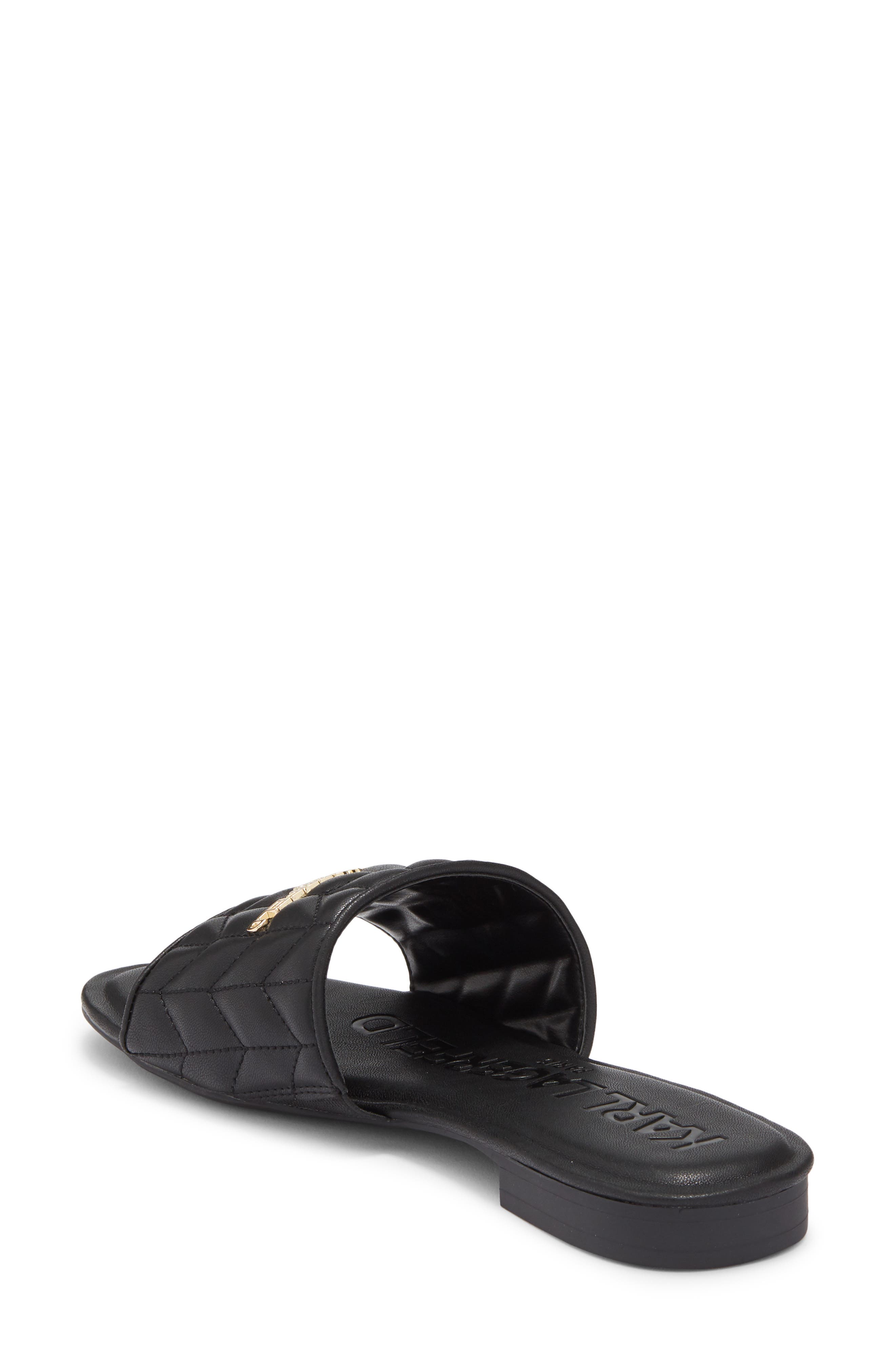 KARL LAGERFELD PARIS Cati Quilted Slide Sandal, Alternate, color, Black