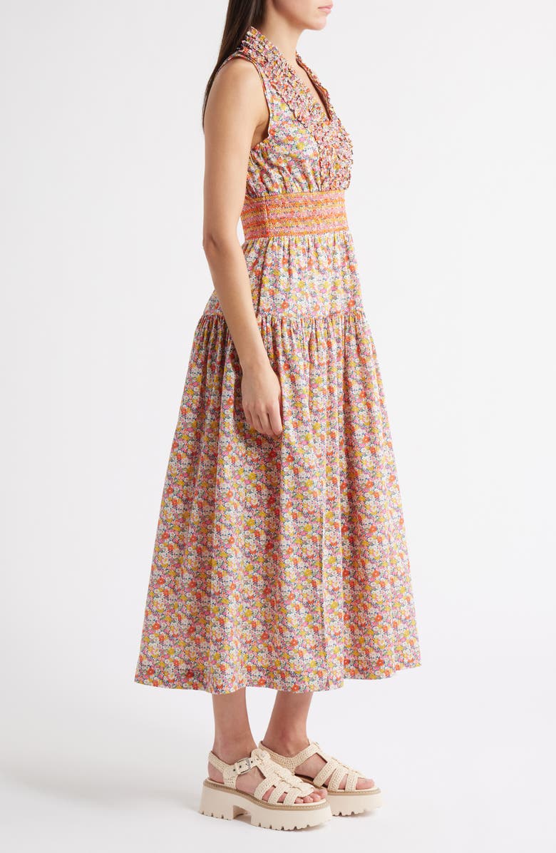LOVE THE LABEL Eloise Floral Ruffle Detail Cotton Midi Dress, Alternate, color, 