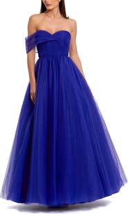 Mac Duggal Strapless Off the Shoulder Bustier Ball Gown