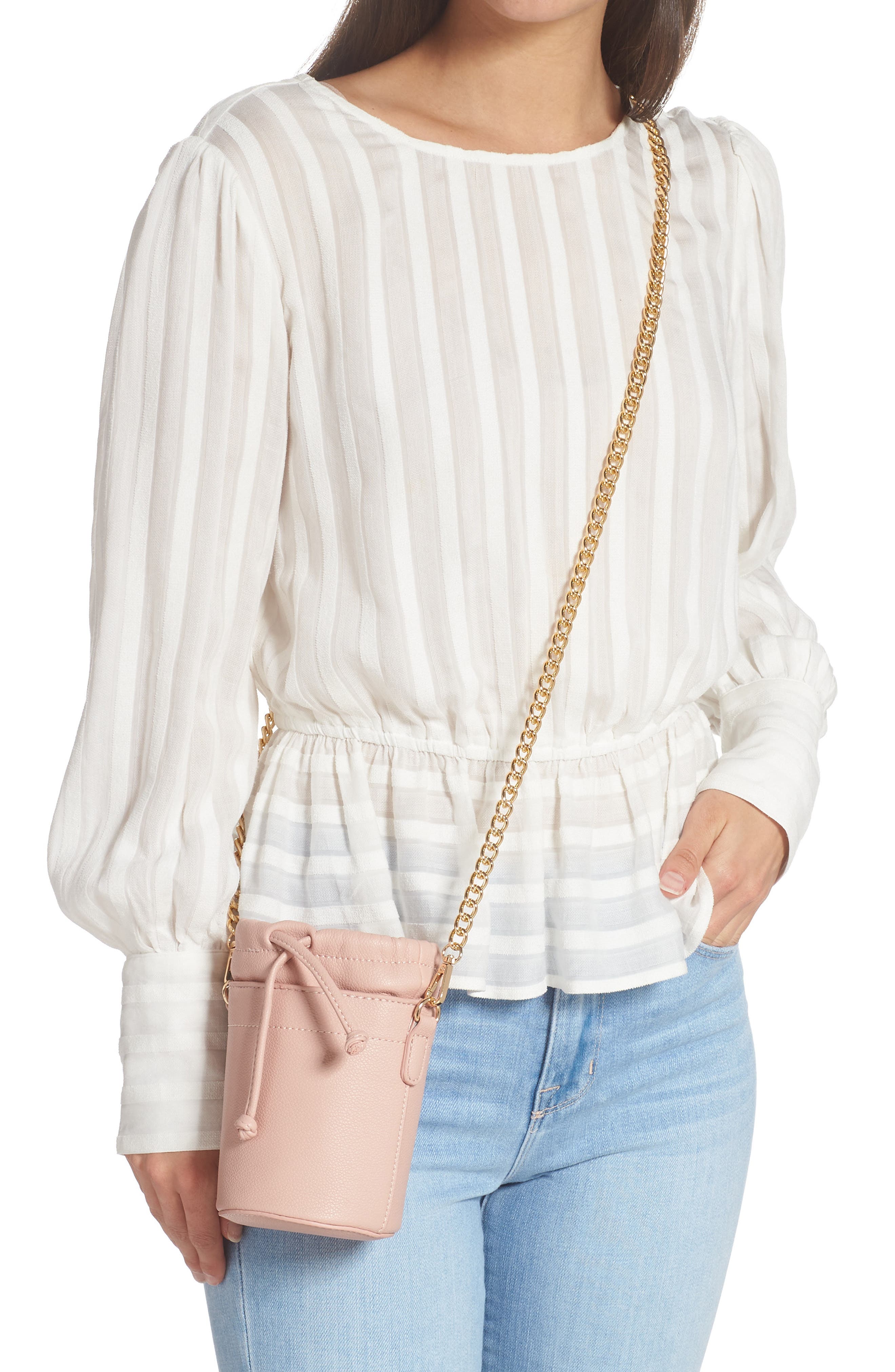 Mali + Lili Kristen Vegan Leather Water Bottle Crossbody Bag, Alternate, color, Blush