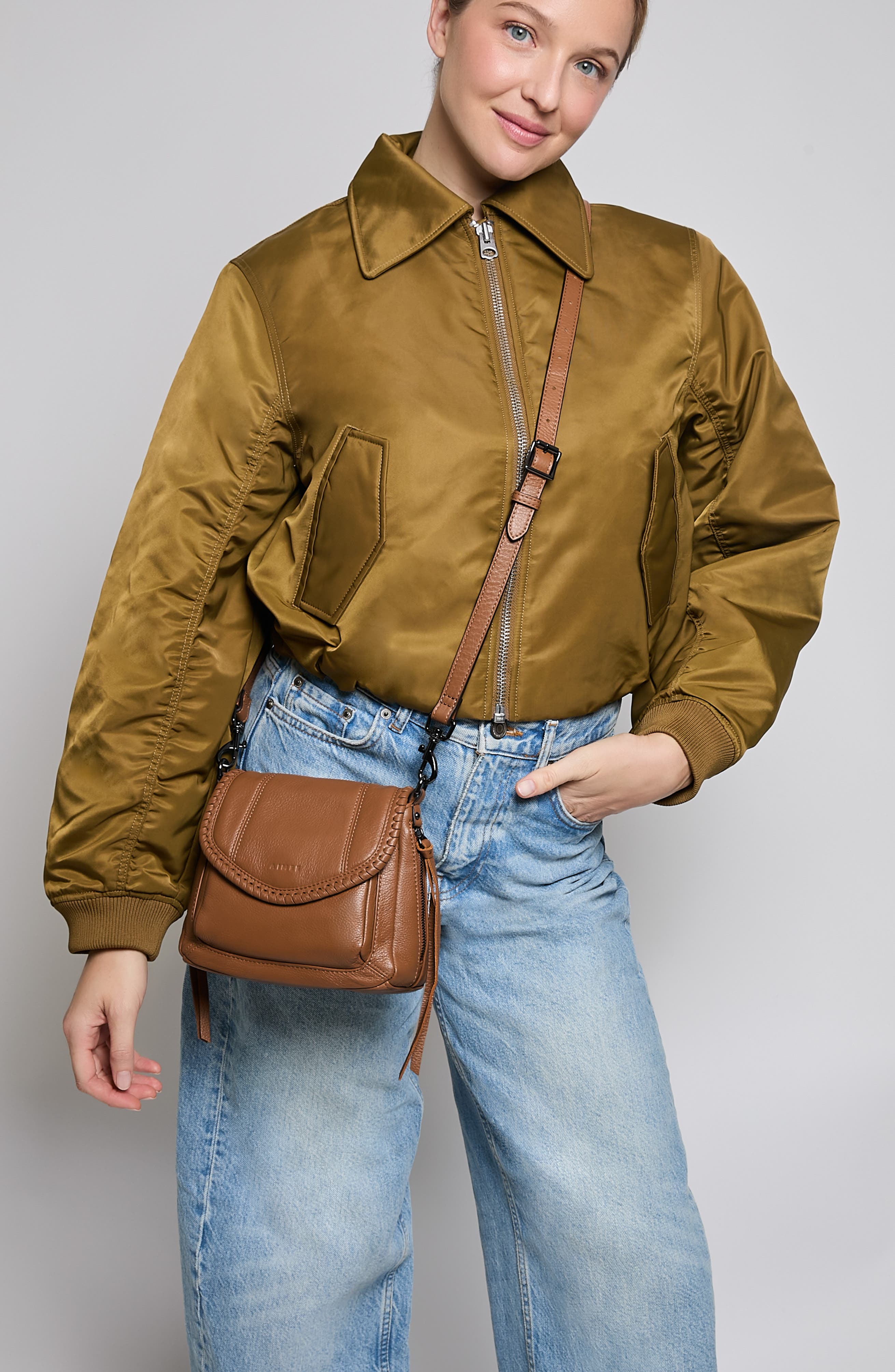 All for Love Leather Mini Crossbody Bag, Alternate, color, CHESTNUT
