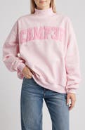 HAPPY CAMP3R Ditsy Daisy Logo Appliqué Mock Neck Graphic Sweatshirt