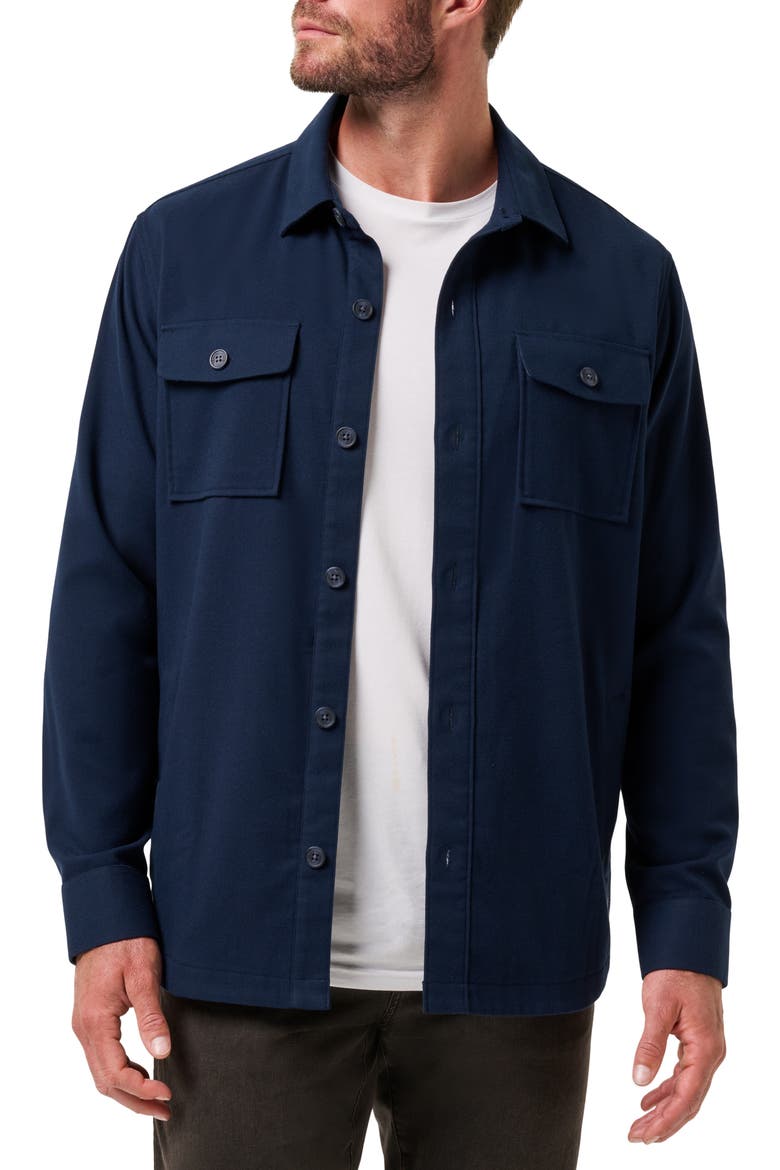 Wanna Bet Stretch Poplin Button-Up Shirt Jacket, Alternate, color, TOTAL ECLIPSE