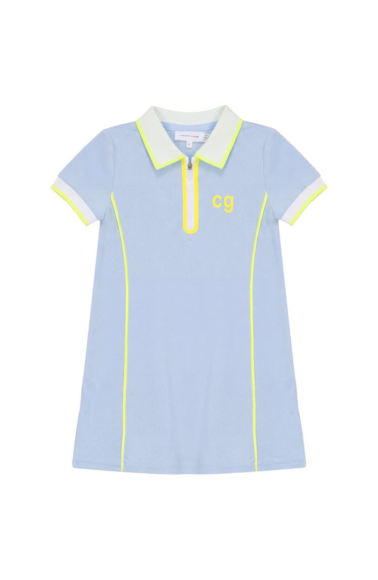 Charlotte & George Cotton Polo Dress with Contrast Trim, Main, color, Blue