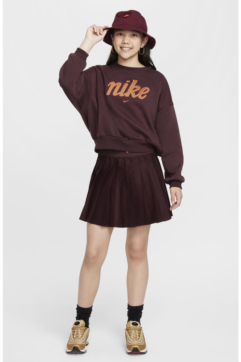 Kids' Sportswear Graphic Sweatshirt, Alternate, color, 652 BURGUNDY CRUSH/HOT PUNCH