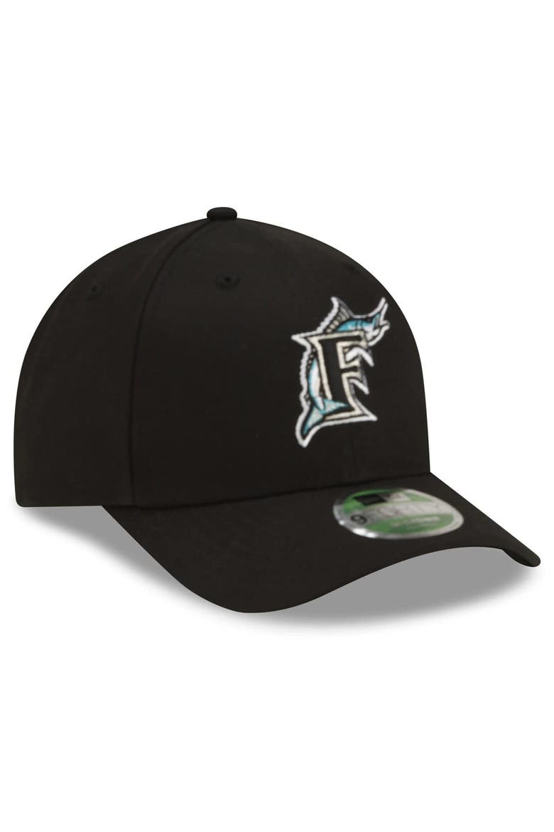 Men's New Era  Black Florida Marlins  Player Replica 9FORTY M-Crown Adjustable Hat, Alternate, color, Black