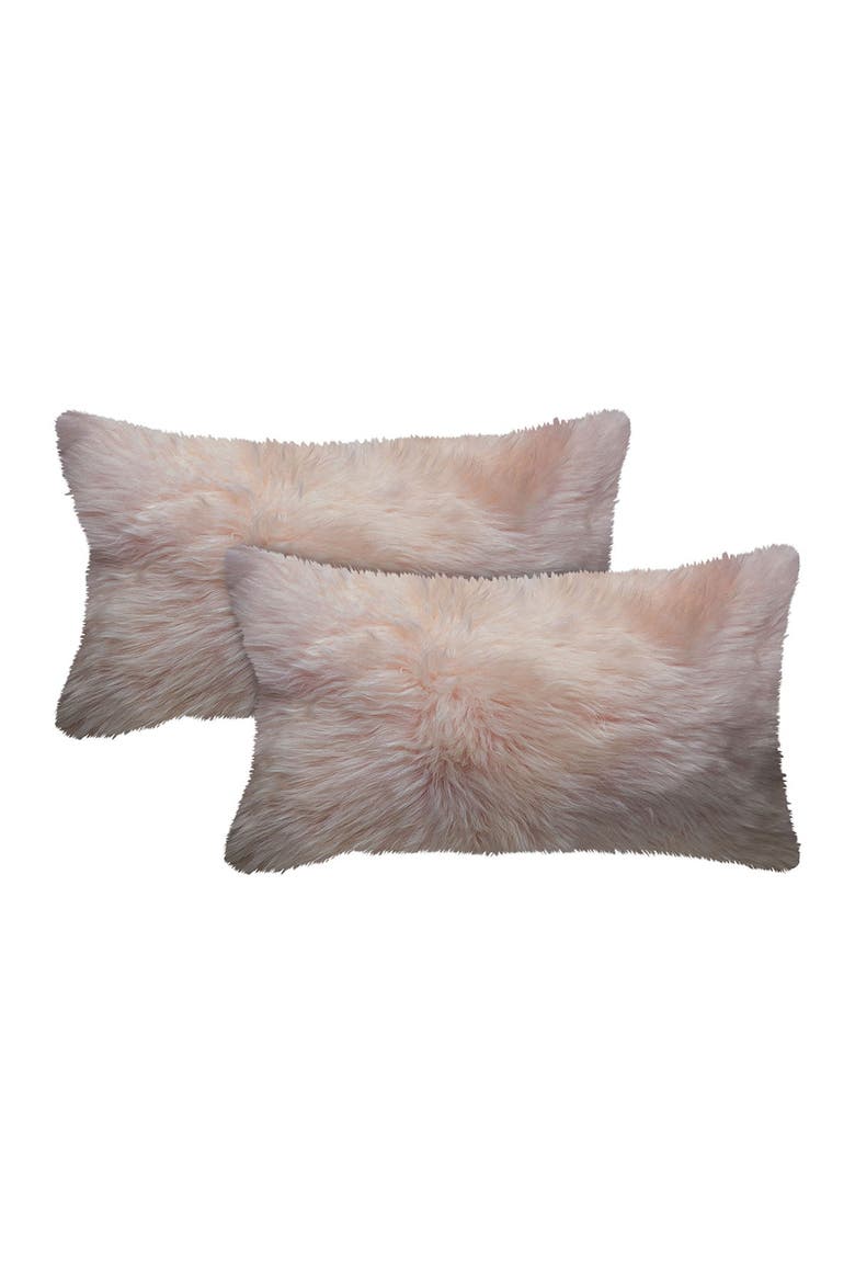 New Zealand Genuine Sheepskin Pillow - 12" X 20" - Blush - Set of 2, Main, color, BLUSH PINK