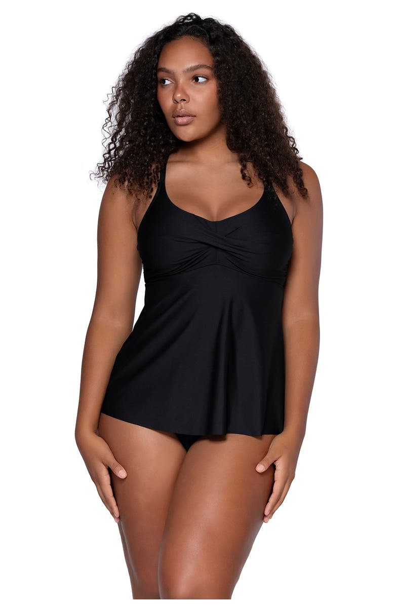 Sunsets Escape Tori Tankini Swimsuit Top, Main, color, Black