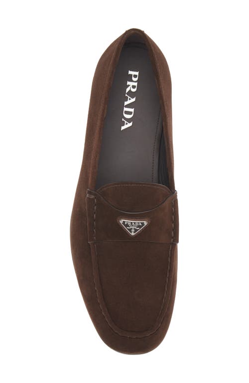 Prada Triangle Logo Loafer In Brown