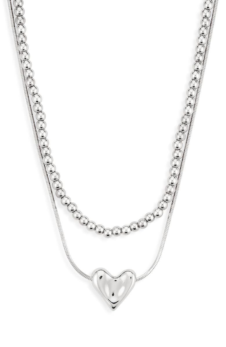 Nordstrom Set of 2 Bead Chain
Puffy Heart Pendant Necklaces, Main, color,