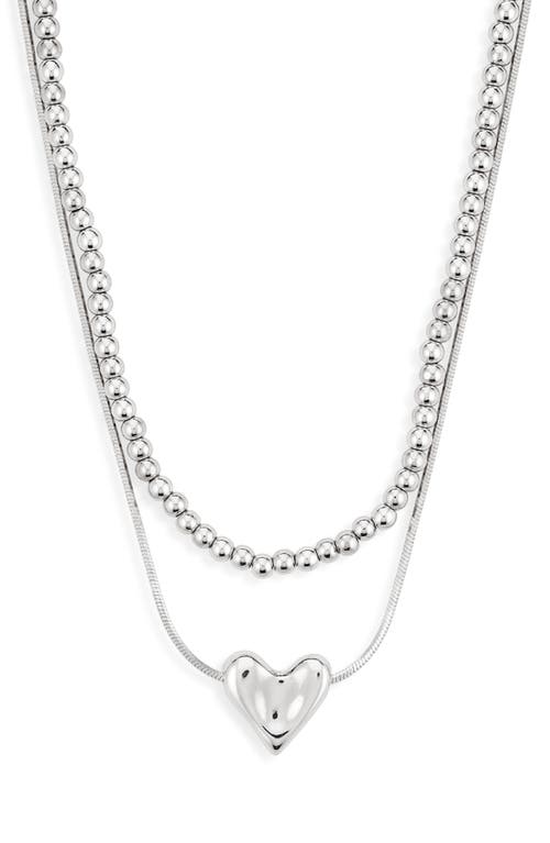 NORDSTROM NORDSTROM SET OF 2 BEAD CHAIN & PUFFY HEART PENDANT NECKLACES