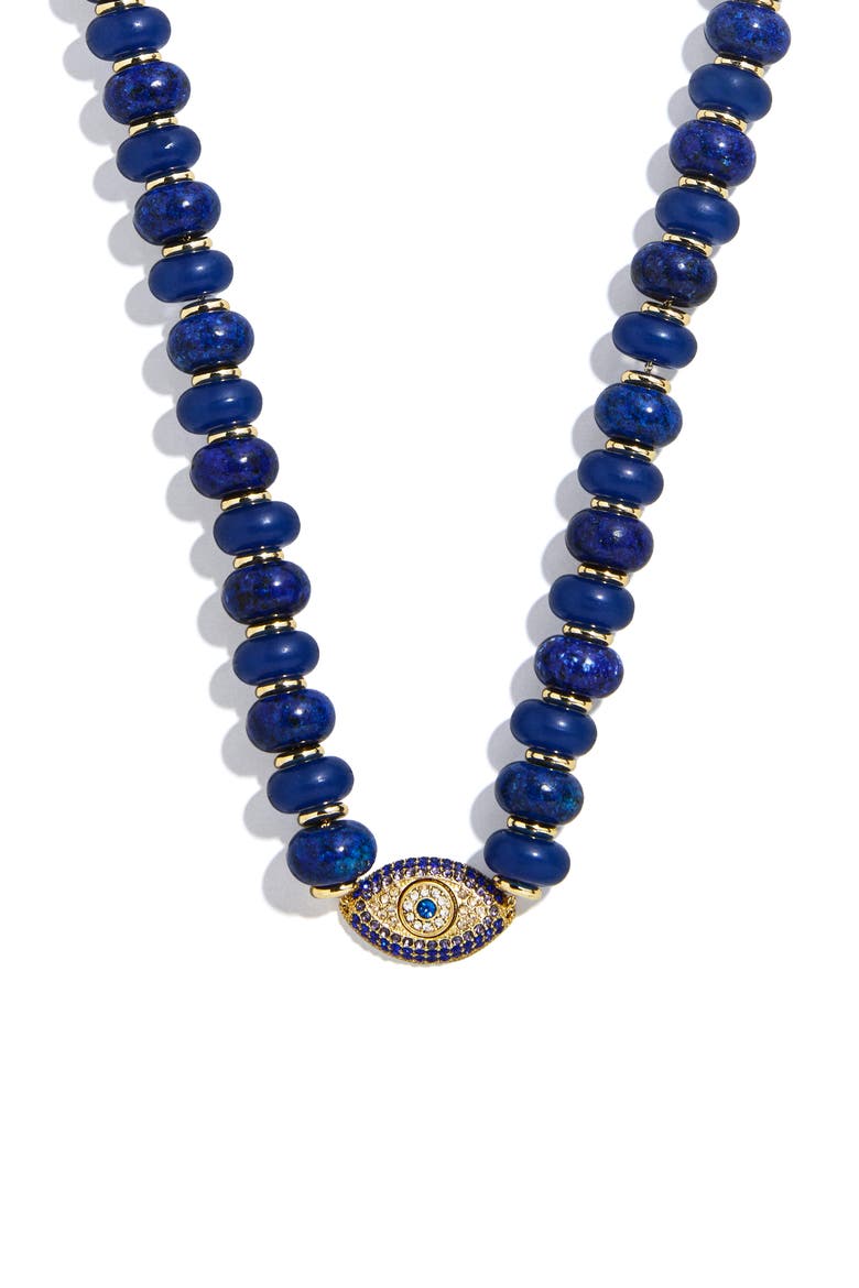 Leah Evil Eye Beaded Necklace, Main, color, BLUE