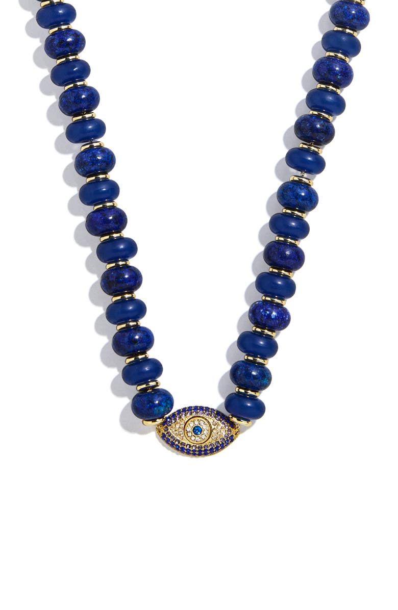 BaubleBar Leah Evil Eye Beaded Necklace, Main, color, Blue