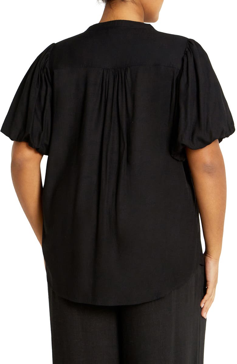 City Chic Georgia Short Sleeve Button Front Shirt, Alternate, color, Black