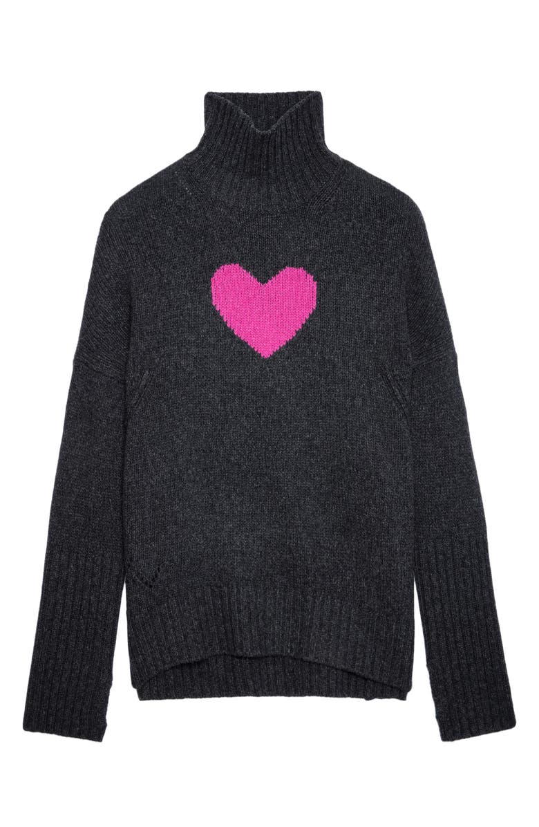 Zadig & Voltaire Alma We Heart Turtleneck Merino Wool Sweater, Alternate, color, 