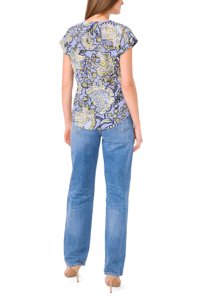 Print V-Neck Top, Alternate, color, VINTAGE BLUE