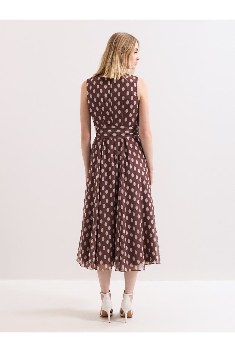 Lucinda Midi Spot Dress, Alternate, color, Latte