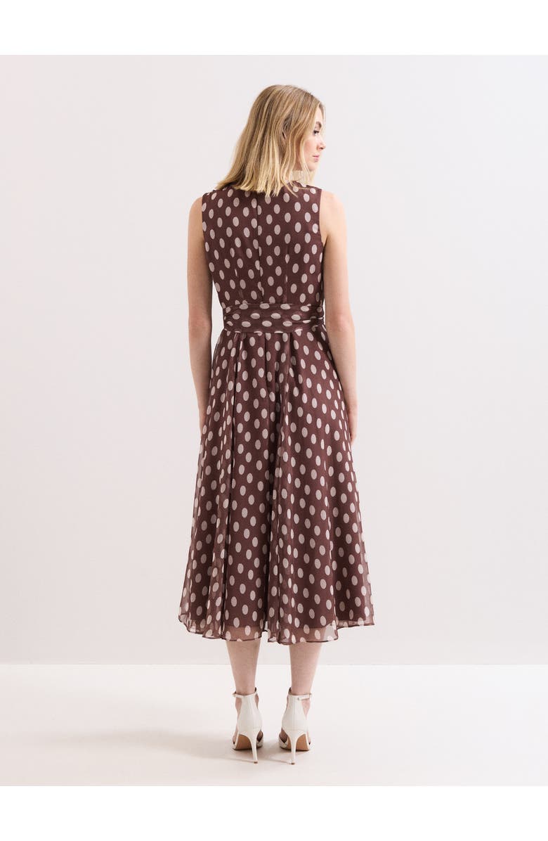 Phase Eight Lucinda Midi Spot Dress, Alternate, color, Latte
