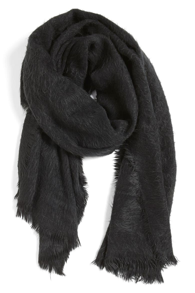 'Runway' Fuzzy Wrap, Main, color, BLACK PAINT