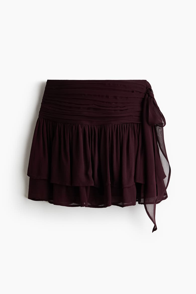 Tiered Viscose Skirt, Alternate, color, Burgundy