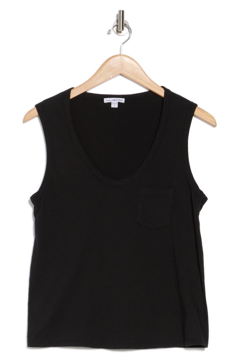 V-Neck Cotton Tank, Alternate, color, BLACK