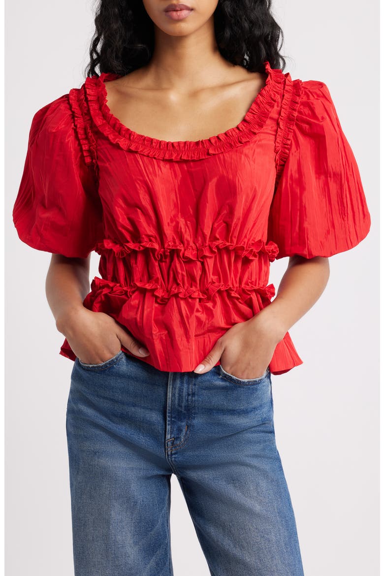 Everly Ruffled Peplum Top, Main, color, RED