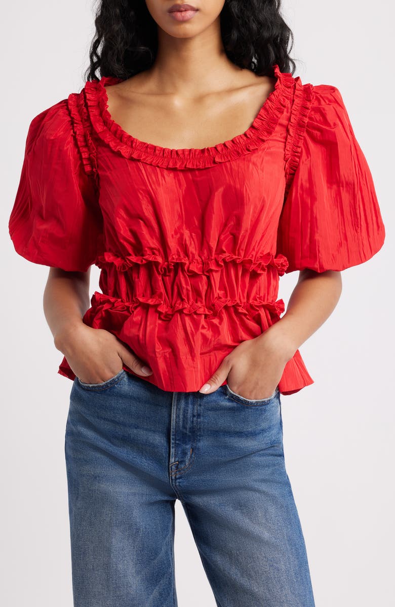 Damson Madder Everly Ruffled Peplum Top, Main, color, Red