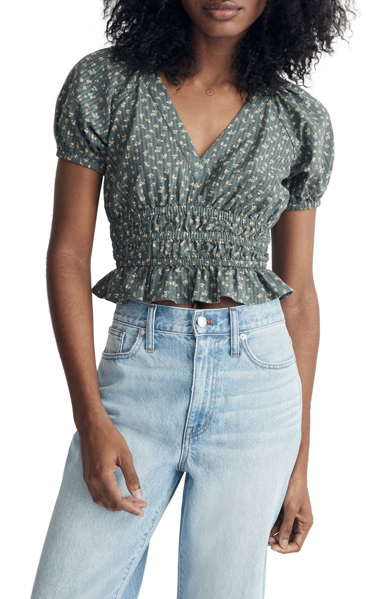Madewell Manon Cotton Check Voile Top (Women) | Nordstromrack