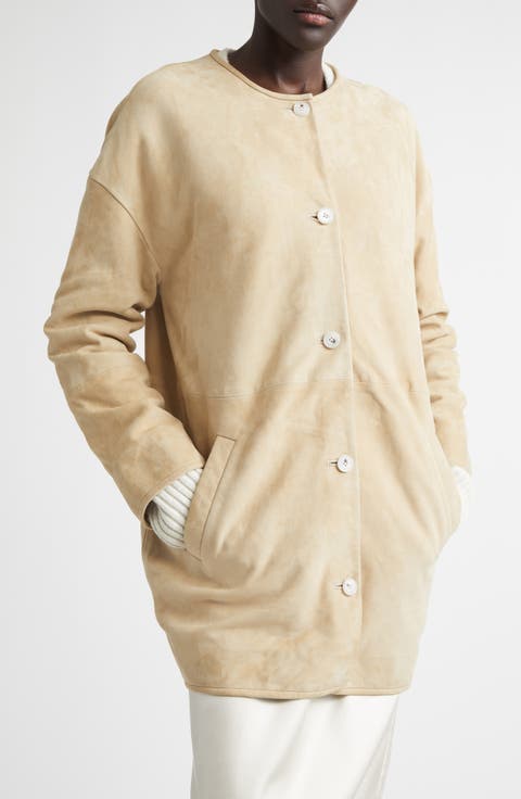 Waren Oval Goatskin Suede Coat