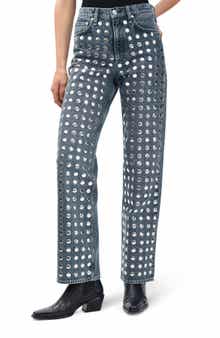 rag & bone Shea Rhinestone Straight Leg Jeans