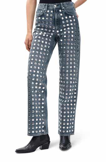 rag & bone Shea Rhinestone Straight Leg Jeans