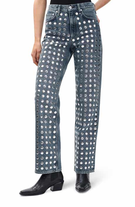 rag & bone Shea Rhinestone Straight Leg Jeans