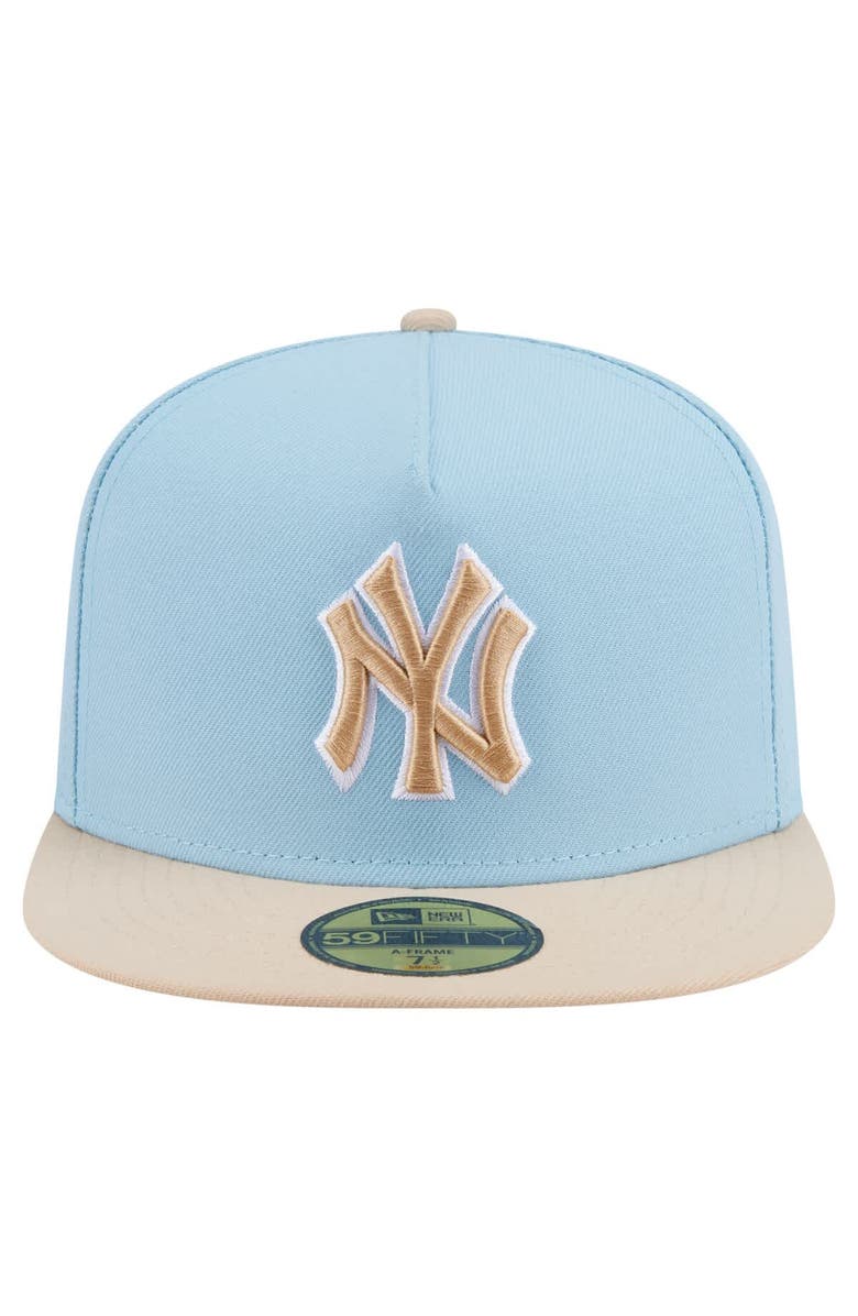 New Era Men's New Era Light Blue/Cream New York Yankees Two-Tone Color Pack A-Frame 59FIFTY Fitted Hat, Alternate, color, Light Blue