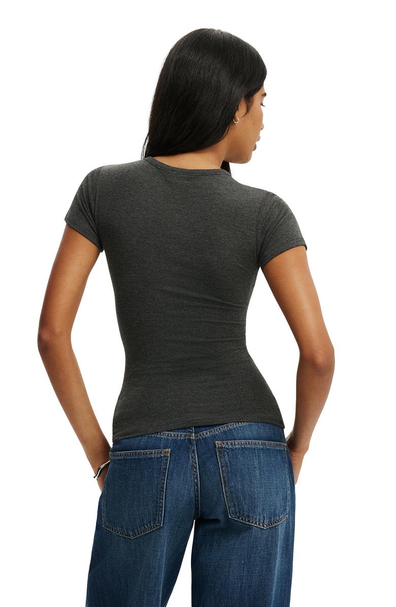 Cotton On Women's Double Layer Short Sleeve, Alternate, color, Charcoal Marle