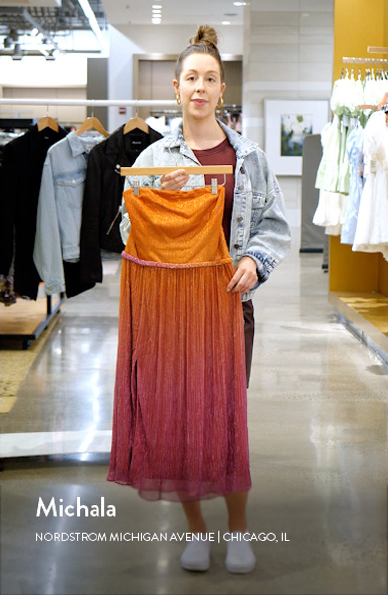 Haldis Metallic Ombré Strapless Cocktail Dress, sales video thumbnail