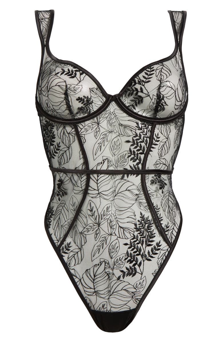 Bluebella Seraphim Embroidered Mesh Underwire Teddy, Alternate, color, 