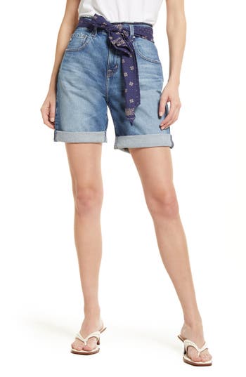 Ag Sloane Belted High Waist Denim Shorts In Venice Canal Belted