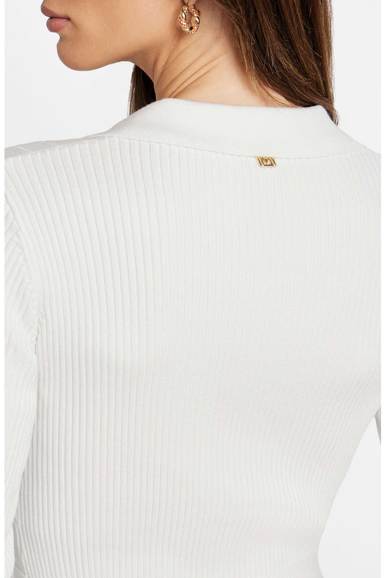 Agathe Rib Polo Midi Sweater Dress, Alternate, color, WHITE
